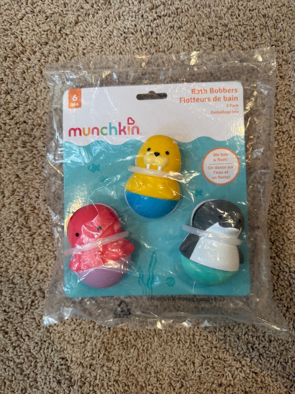 Munchkin Bath Bobbers Floating Mold-Free Marine Animal Tub Toys